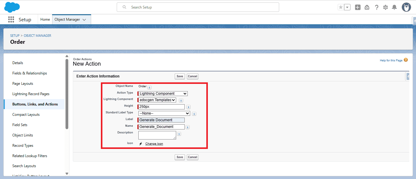 New Action: Lightning Component edocgen:Templates